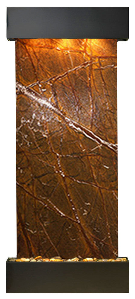 Inspiration Falls Water Fountain, Brown Marble, Blackened Copper, Square