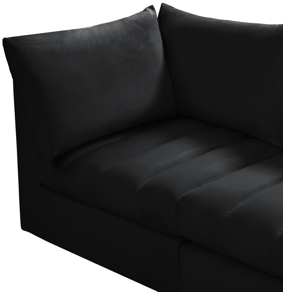 Jacob Velvet Upholstered 8-Piece U-Shaped Modular Sectional, Black
