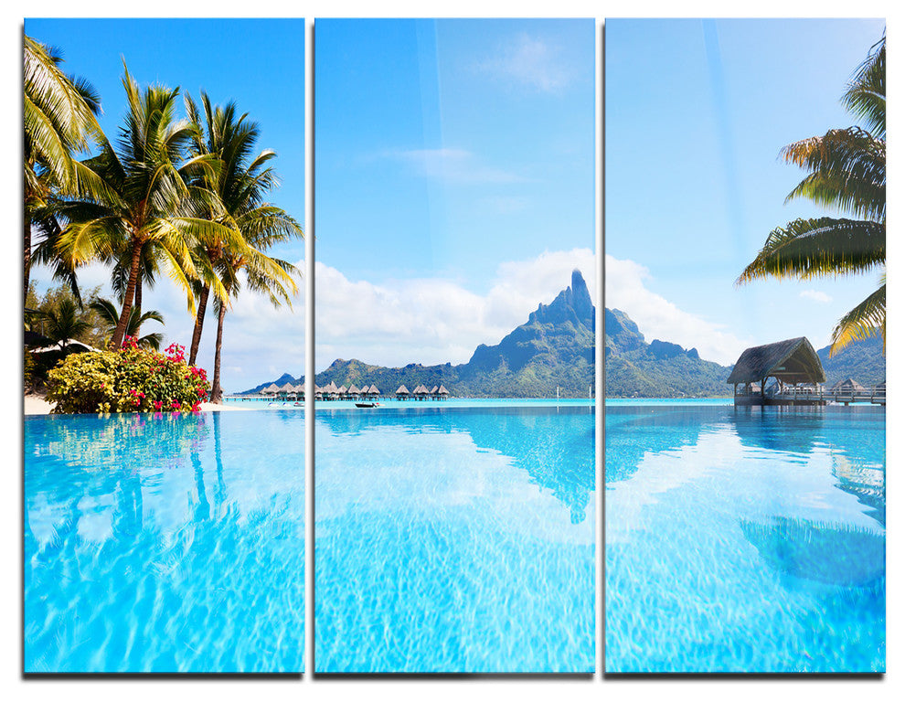 "Bora Bora Landscape" Photography Glossy Metal Wall Art, 3 Panels, 36"x28"
