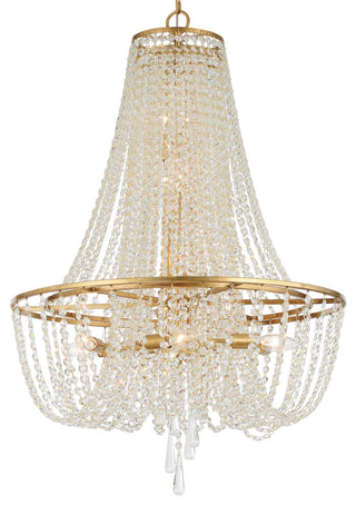 Arcadia Nine Light Chandelier in Antique Gold