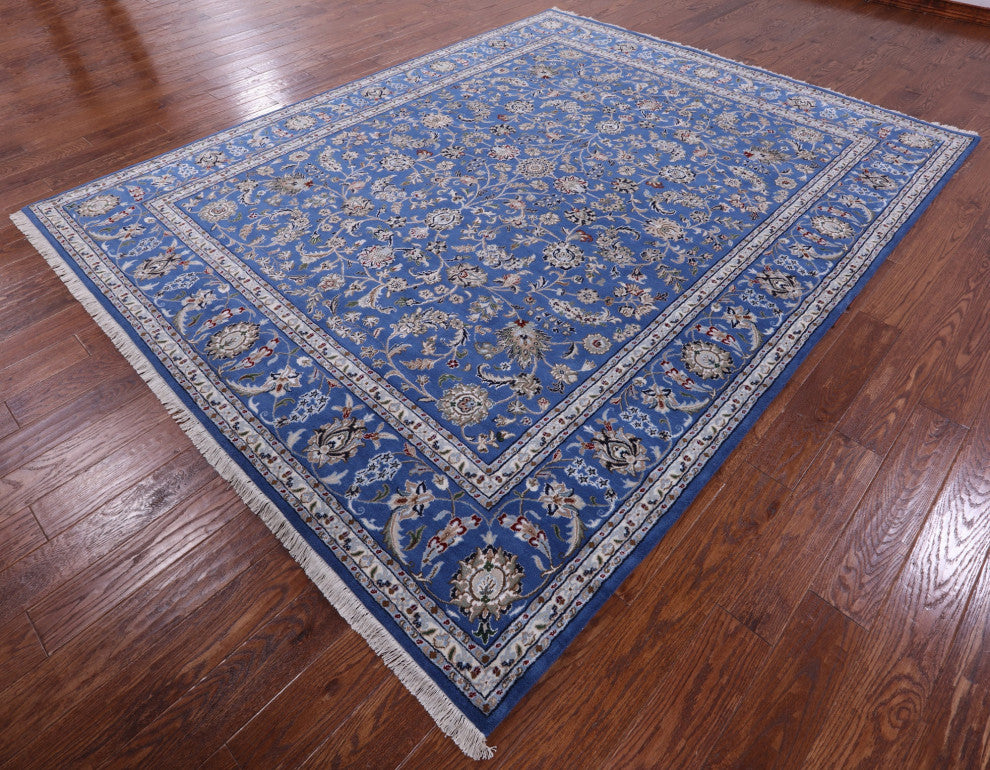 8' 0" X 10' 1" Hand Knotted Wool & Silk Persian Nain Rug - Q14887