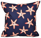 Soft Starfish, Geometric Print Pillow, Navy Blue, 18"x18"