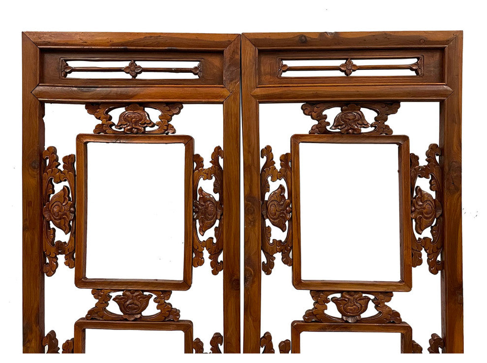 Consigned Antique Chinese Carved Wooden Window Panels Wall Arts - a Pair