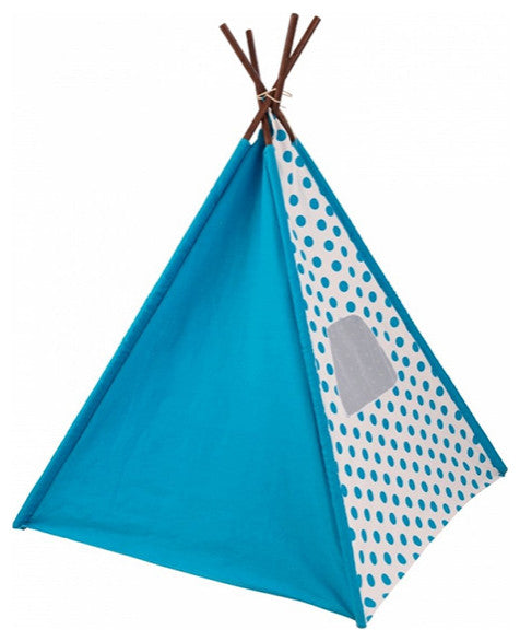 Kids Starry Skies Blue and White Canvas Teepee Play Tent