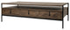 Rectangular Solid Wood and Black Metal Coffee Table W 3 Drawers