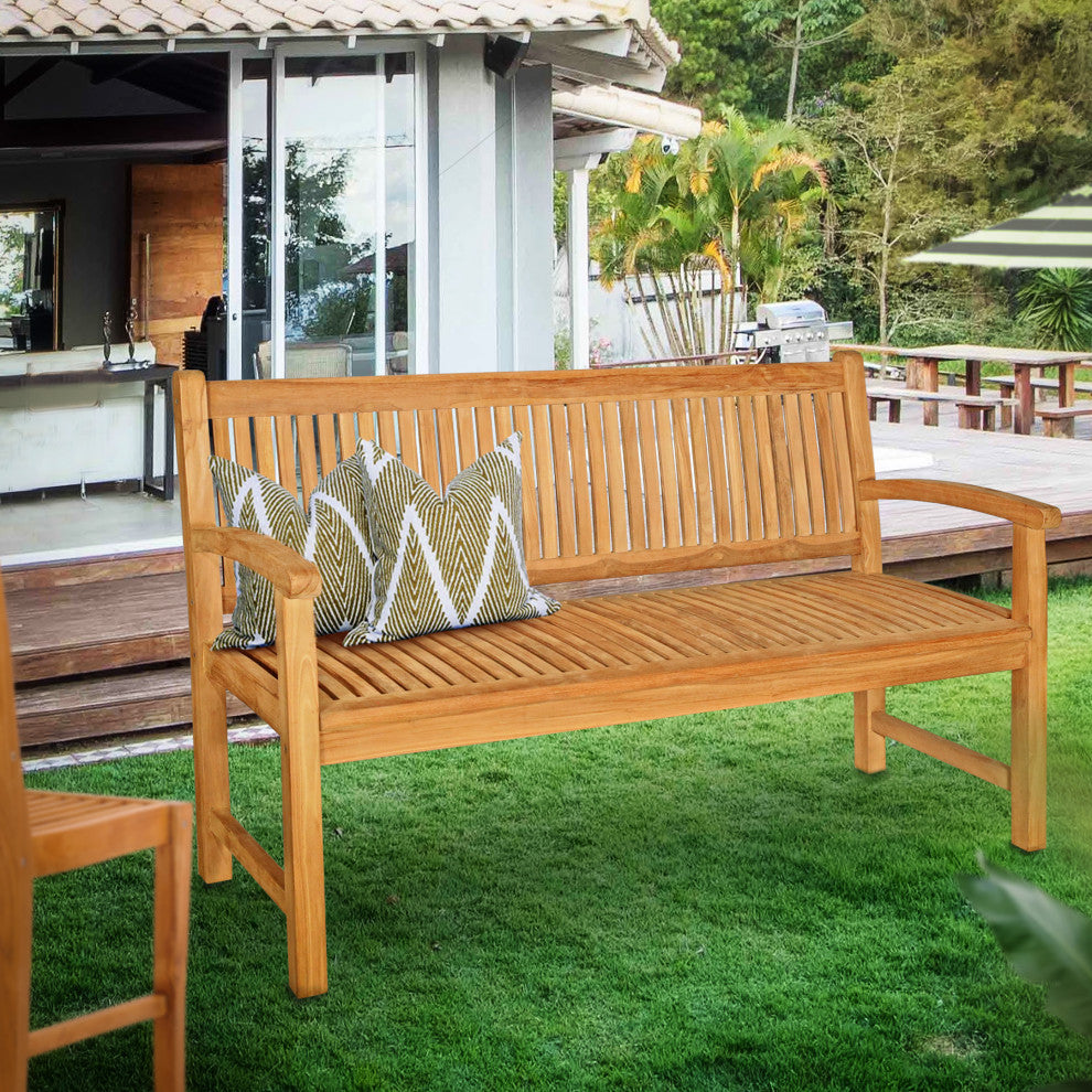 Seven Seas Teak San Juan Outdoor Teak Wood Bench, 5 Foot