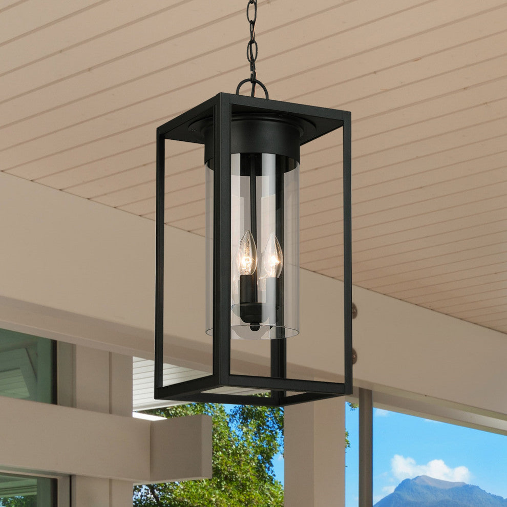 Walker Hill 3-Light Outdoor Pendant, Matte Black, Matte Black