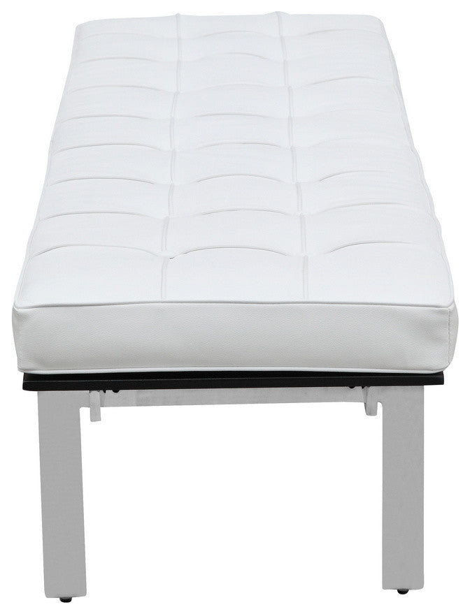 Modern Classics Pika 3 Seater Bench In Genuine Leather, White