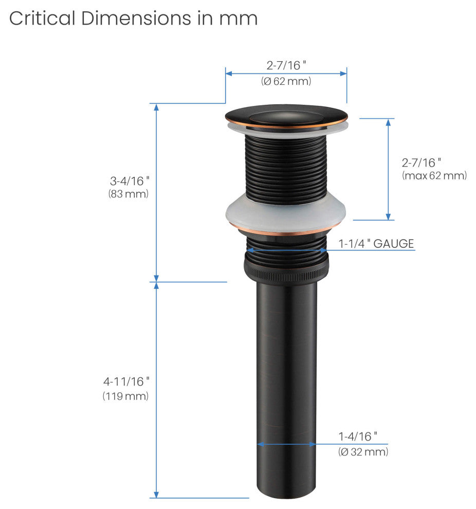 Pop-Up Drain Stopper Without Overflow, Oil Rubbed Bronze