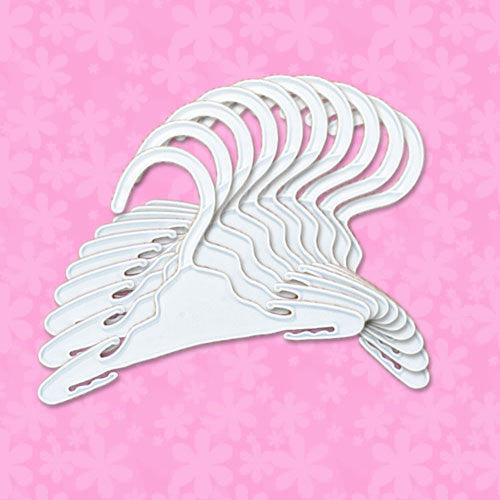 18" Dolls White Plastic Hangers 10 Pack Set