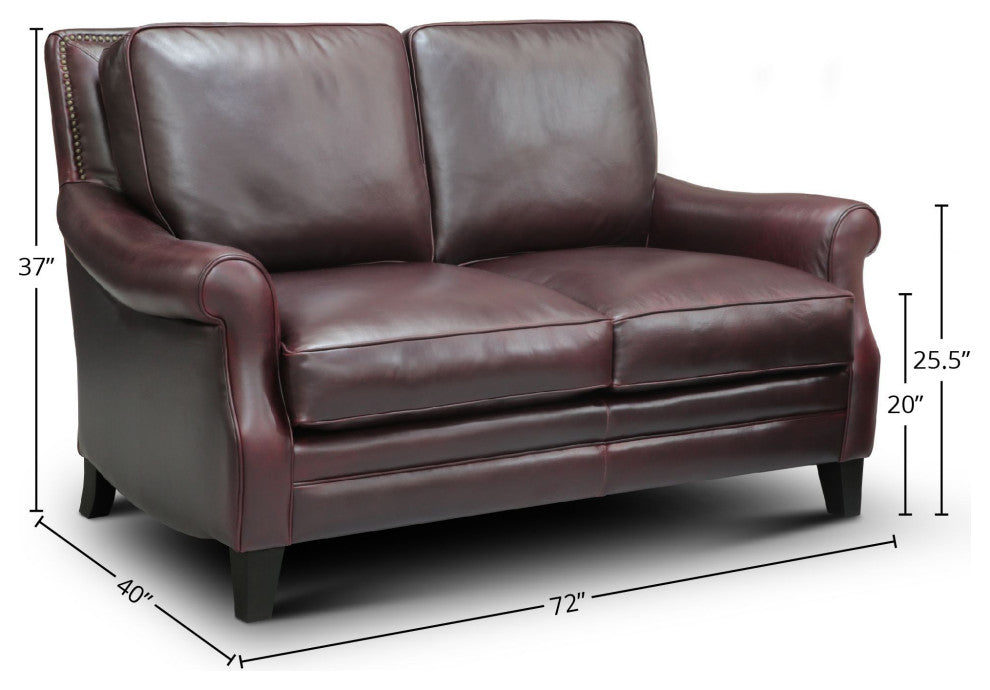 Adriana 100% Top Grain Leather Traditional Loveseat