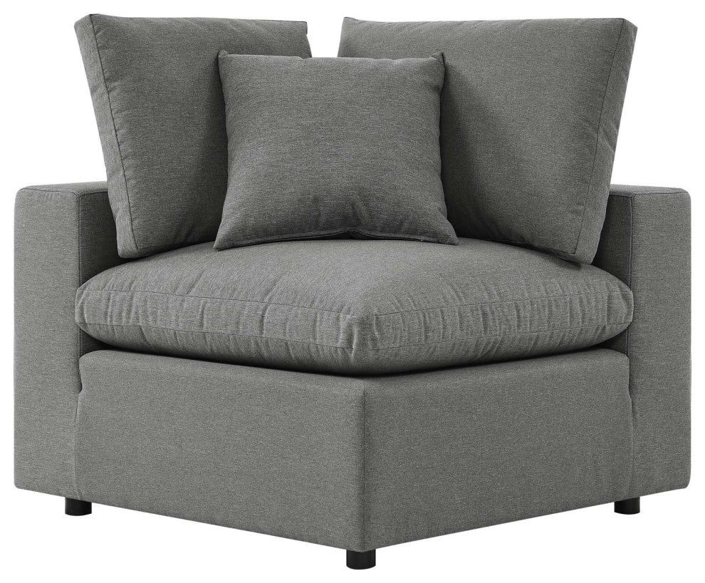 Modular Lounge Loveseat Deep Sofa, Charcoal Gray, Modern, Outdoor Patio
