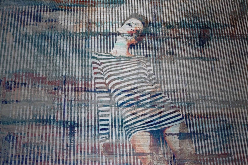 "Stripes" Painting Print on Brushed Aluminum, 18"x12"