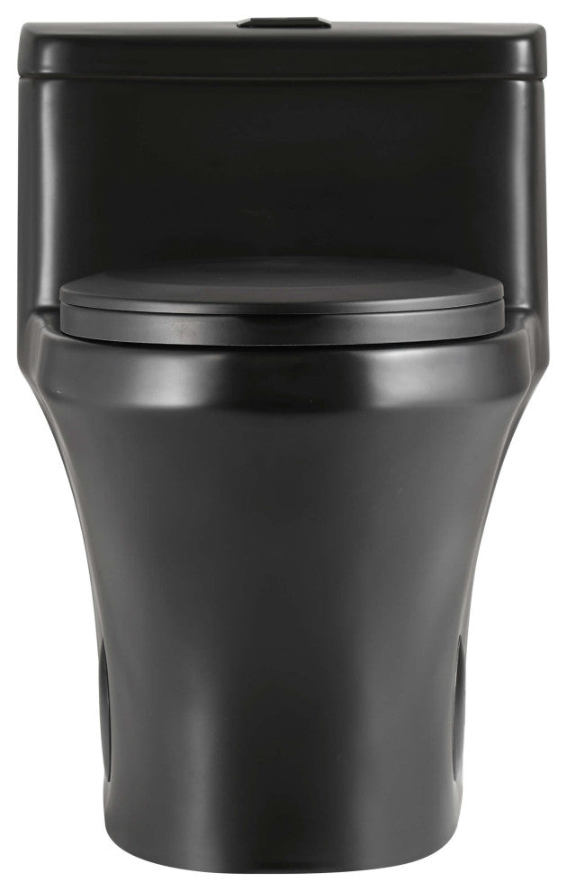 Fine Fixtures Dual-Flush Elongated One-Piece Toilet, Black Matte