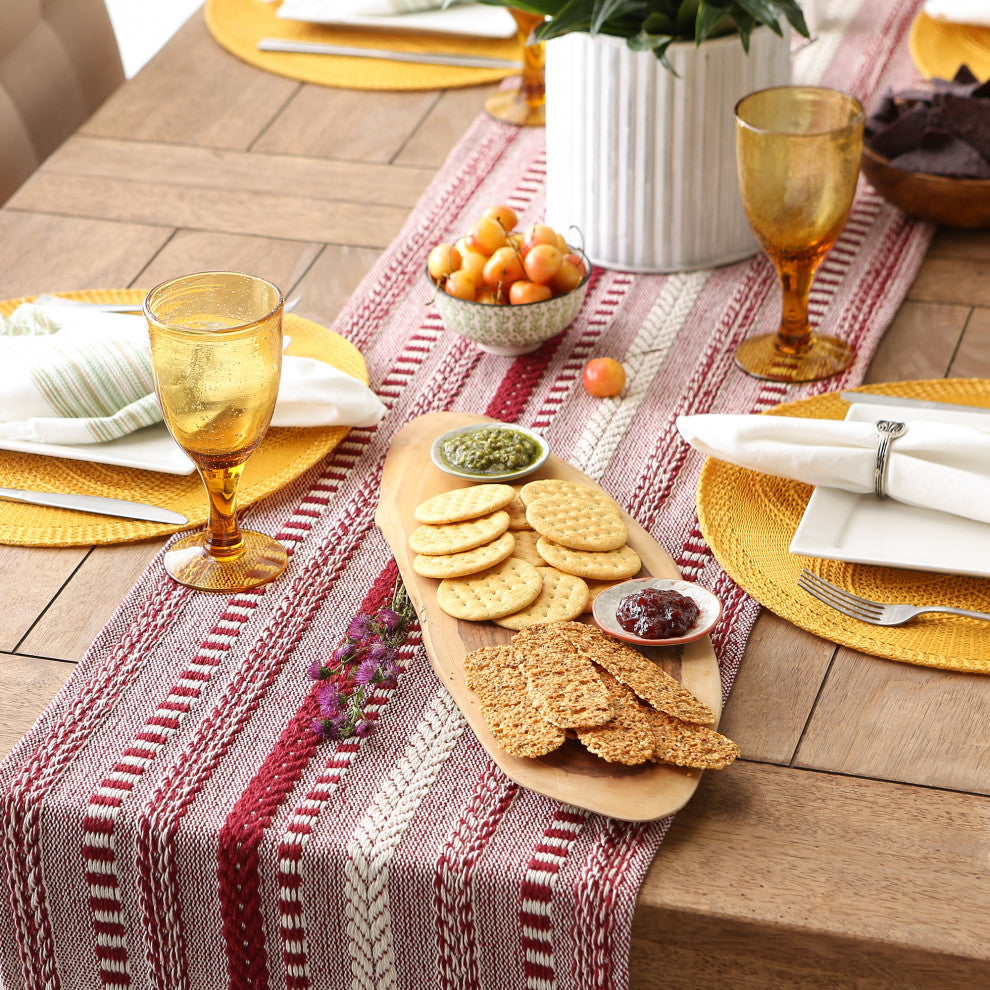 Barn Red Braided Stripe Table Runner 15x108