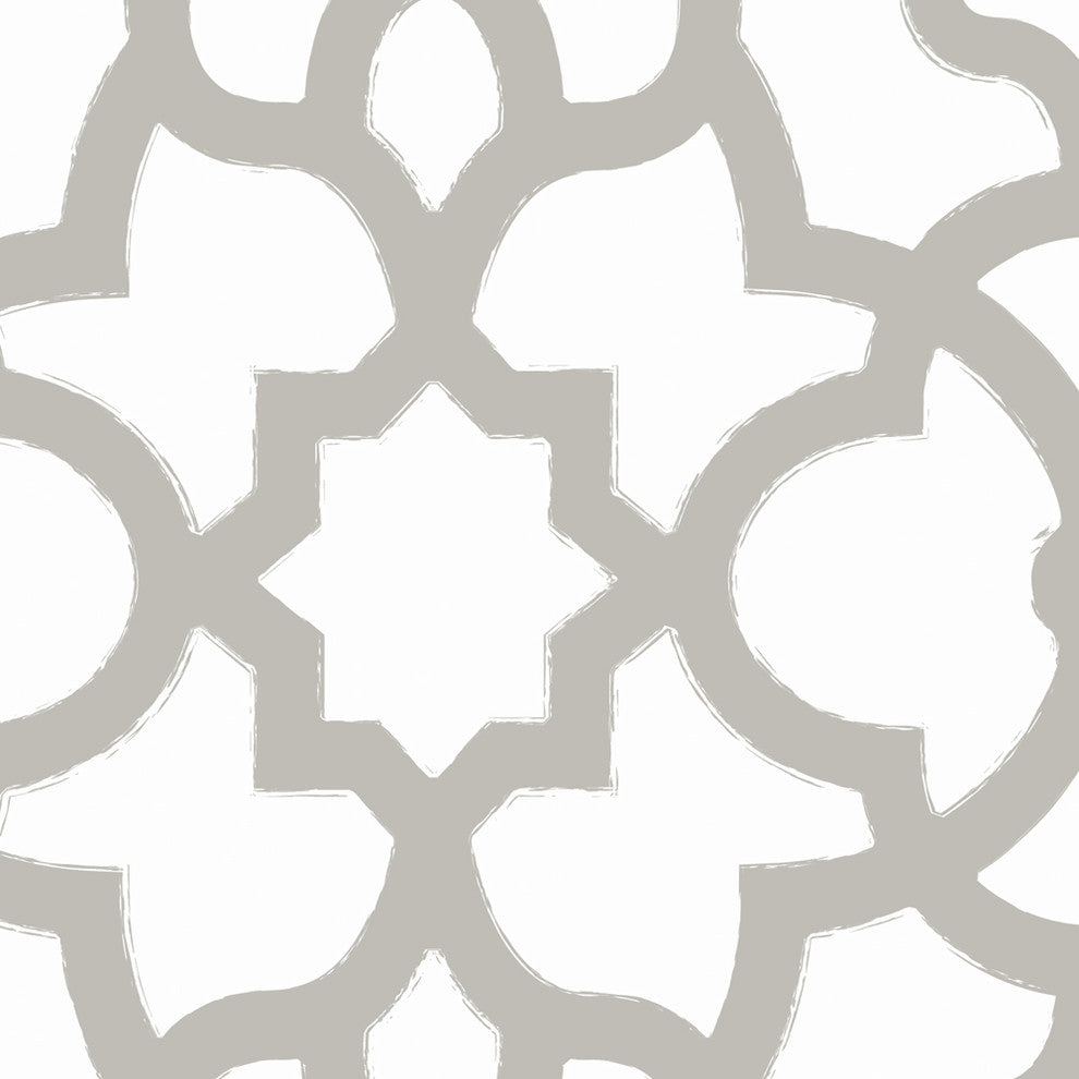 Trellis Peel and Stick Vinyl Wallpaper, Light Gray, 24"w X 60"h