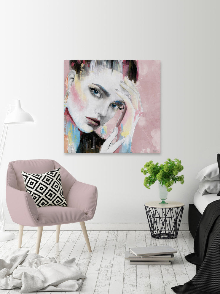 "Doubtful Pose II" Painting Print on Wrapped Canvas, 32"x32"