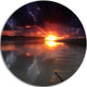 Mirrored Sun In Cloudy Dark Seashore, Seascape Disc Metal Wall Art, 23"