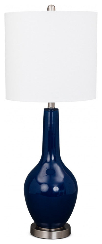 Set of 2 Cobalt Blue Modern Glass Table Lamps