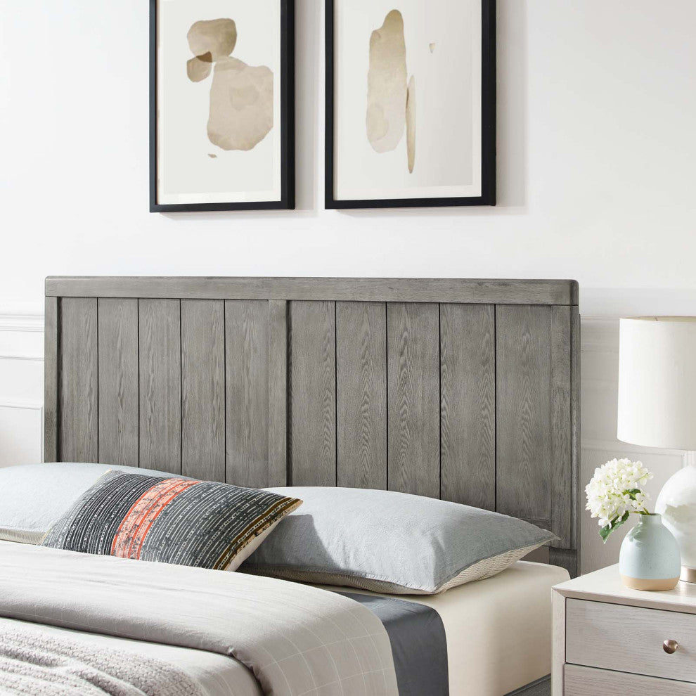 Headboard, Full Size, Wood, Gray, Modern Mid-Century, Bedroom Master Suite
