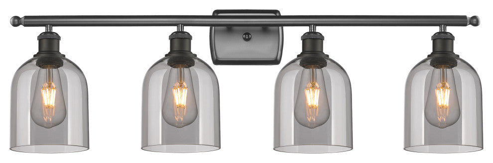 Ballston-Bella 4-Light 36" Bath Vanity Light, Oil Rubbed Bronze, Light Smoke