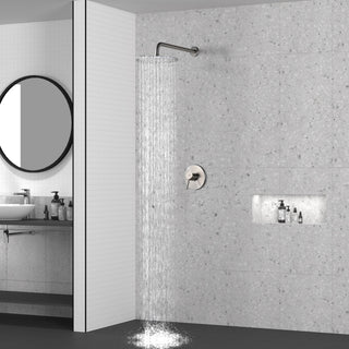 CASAINC 10" Round Wall Mounted Rainfall Luxury Shower System Kit, Brushed Nickel