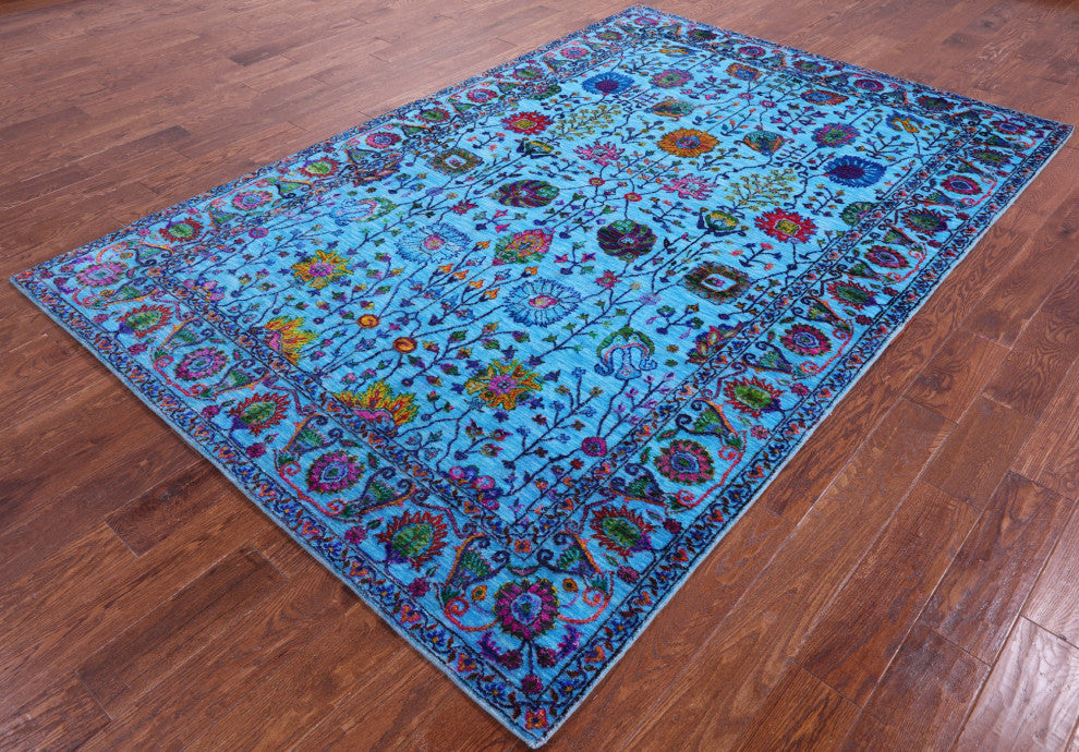 6' 0" X 9' 2" Persian Handmade Wool & Silk Rug - Q15812
