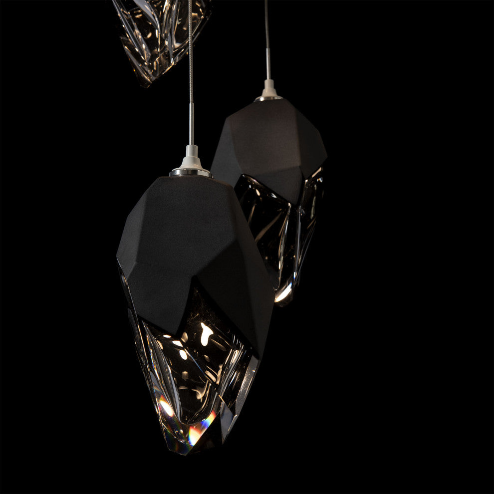 Chrysalis 5-Light Large Crystal Pendant White Finish- Long, Black Crystal