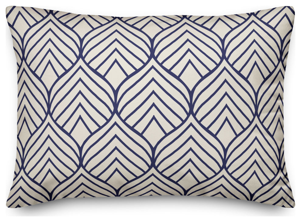 Navy Geo Leaf Pattern 14x20 Indoor / Outdoor Pillow