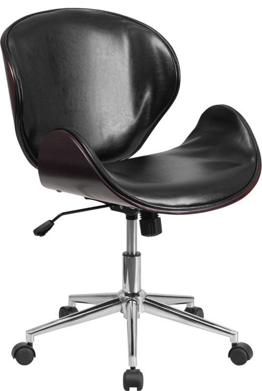 SD-SDM-2240-5-MAH-BK-GG Chair, Mahogany Wood and Black Leather