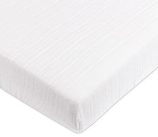 Mini Crib Sheet, GOTS Certified Organic Muslin Cotton, White