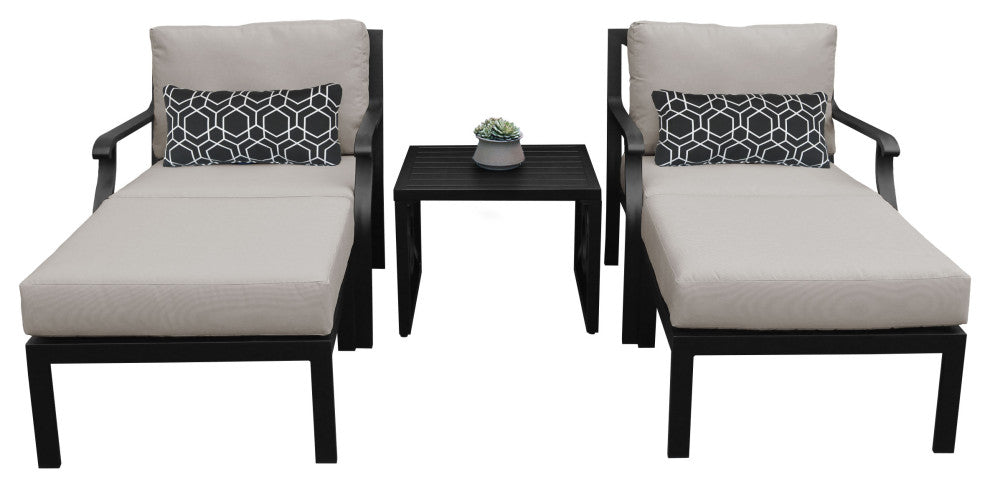 kathy ireland Madison Ave. 5 Piece Aluminum Patio Furniture Set 05b, Truffle