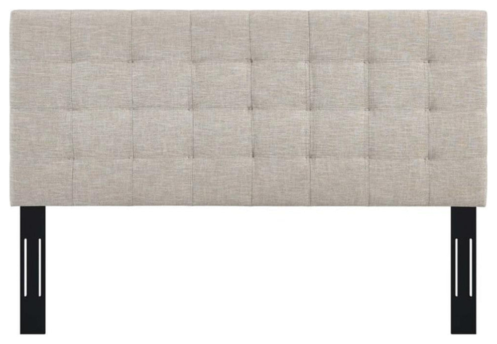 Modway Paisley Tufted King and California King Linen Fabric Headboard in Beige