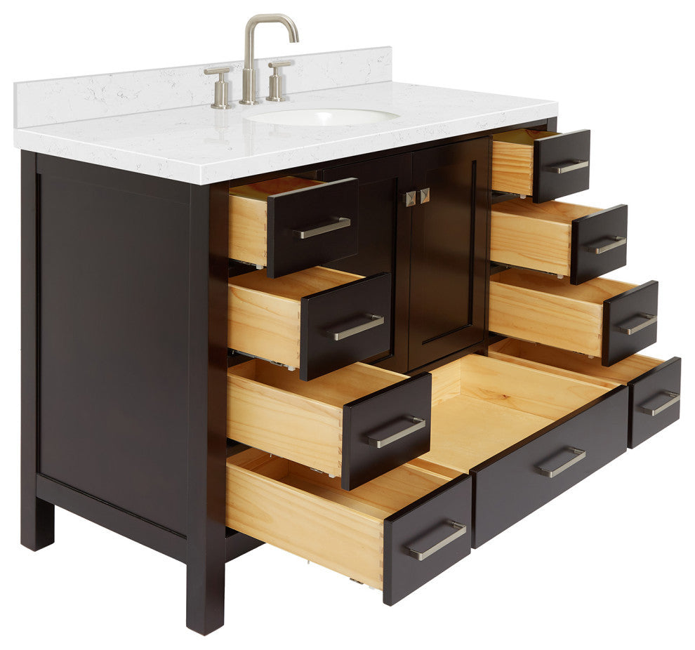 Ariel Cambridge 48" Single Oval Sink Vanity, Carrara Quartz