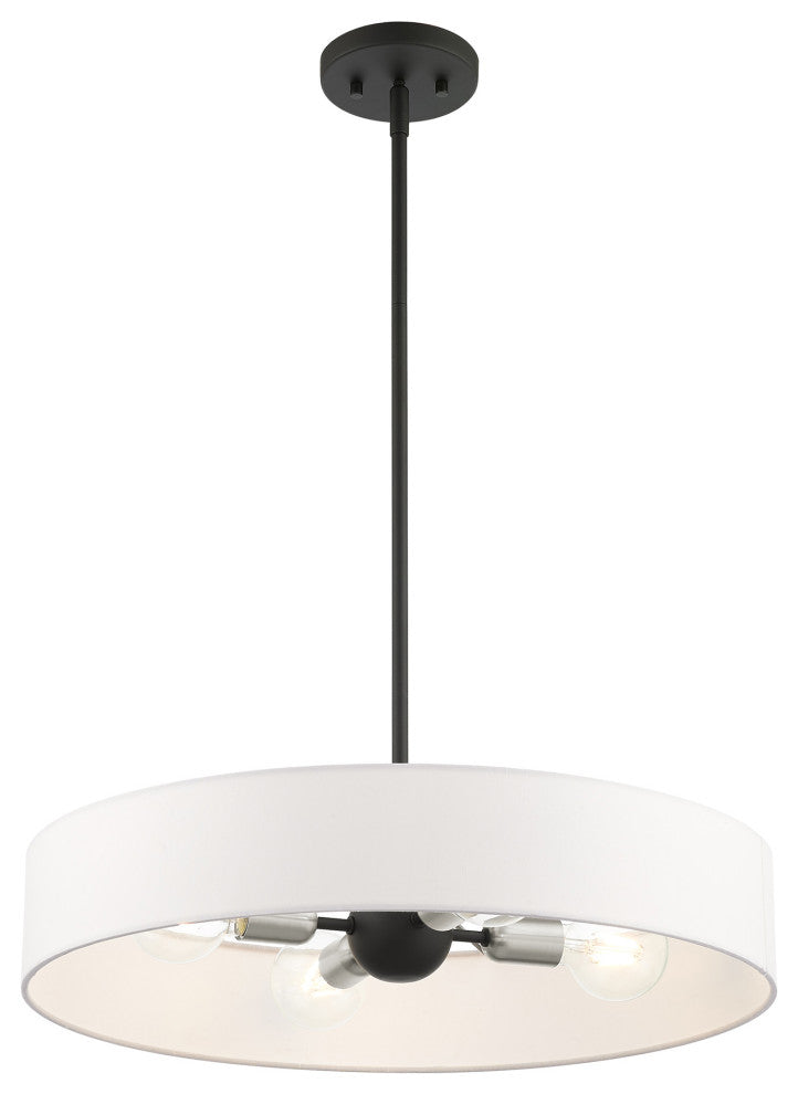 Livex Lighting Venlo 4 Light Black, Brushed Nickel Accents Medium Drum Pendant