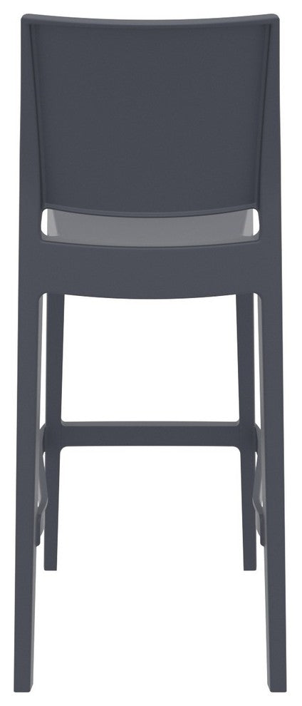 Maya Resin Barstool, Dark Gray, Set of 2