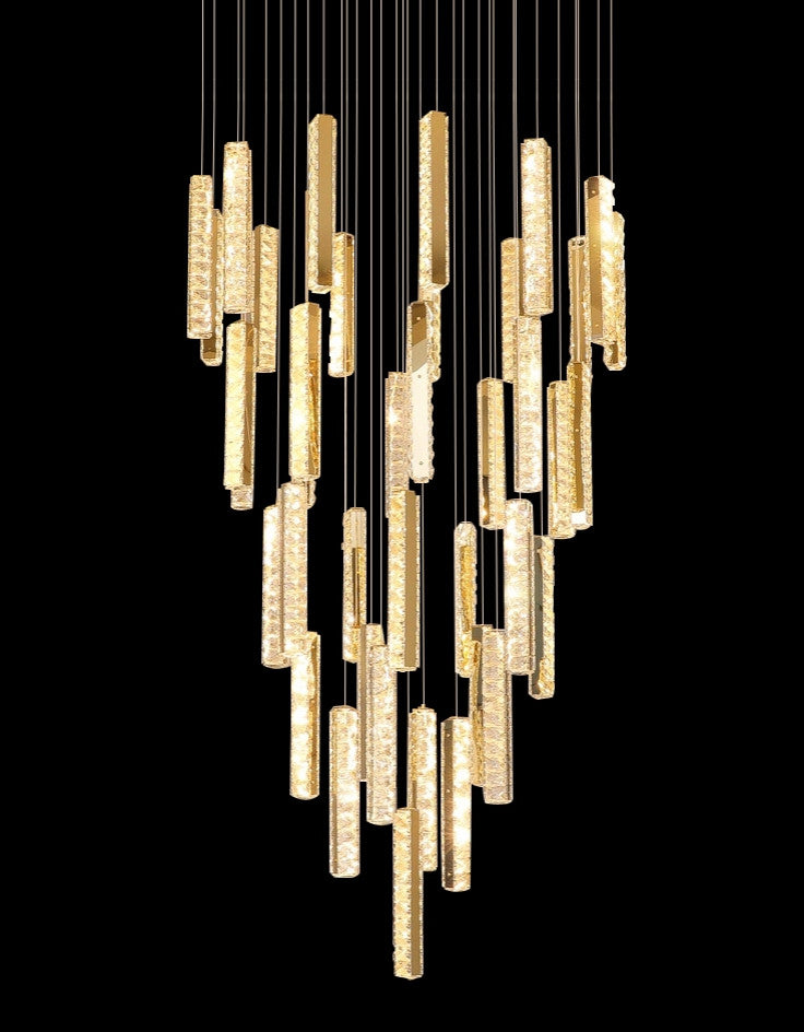 Santa Margherita Ligure | Creative Gold LED Crystal Chandelier, 17 Lights, Warm Light