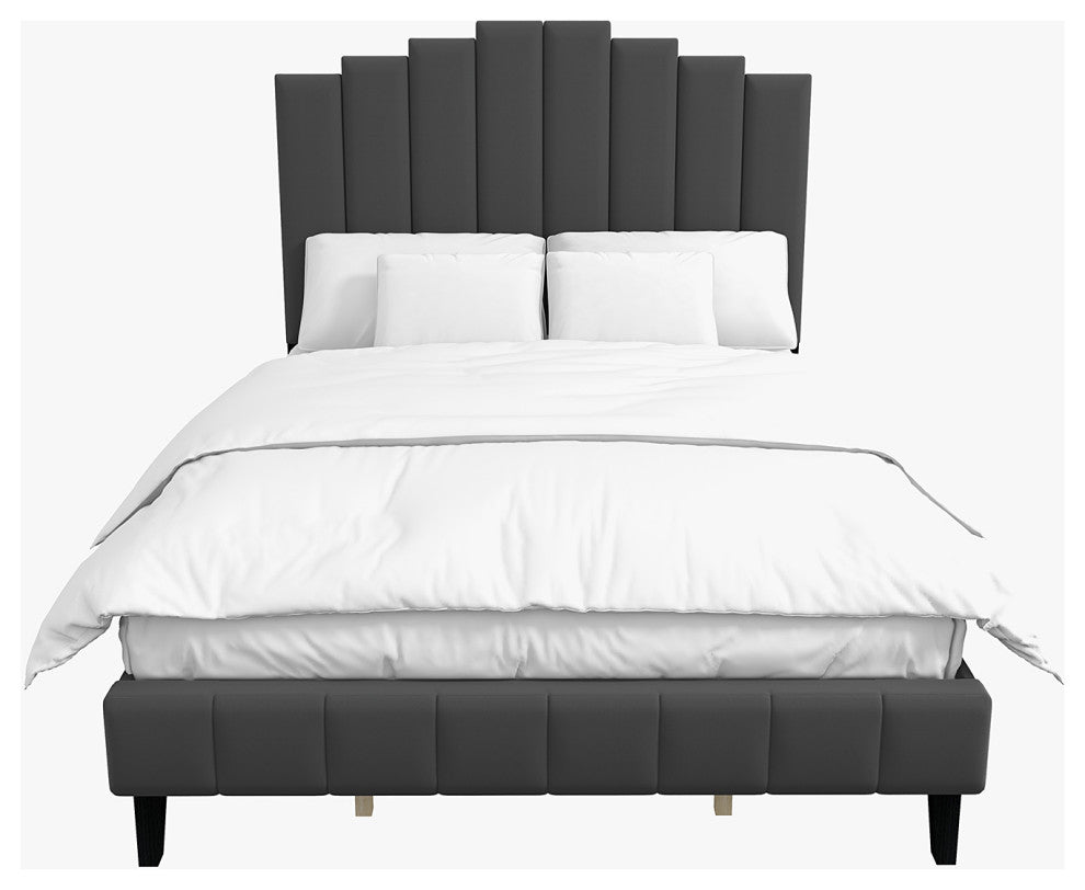 Gastone Tufted Upholstered Platform Bed, Gray