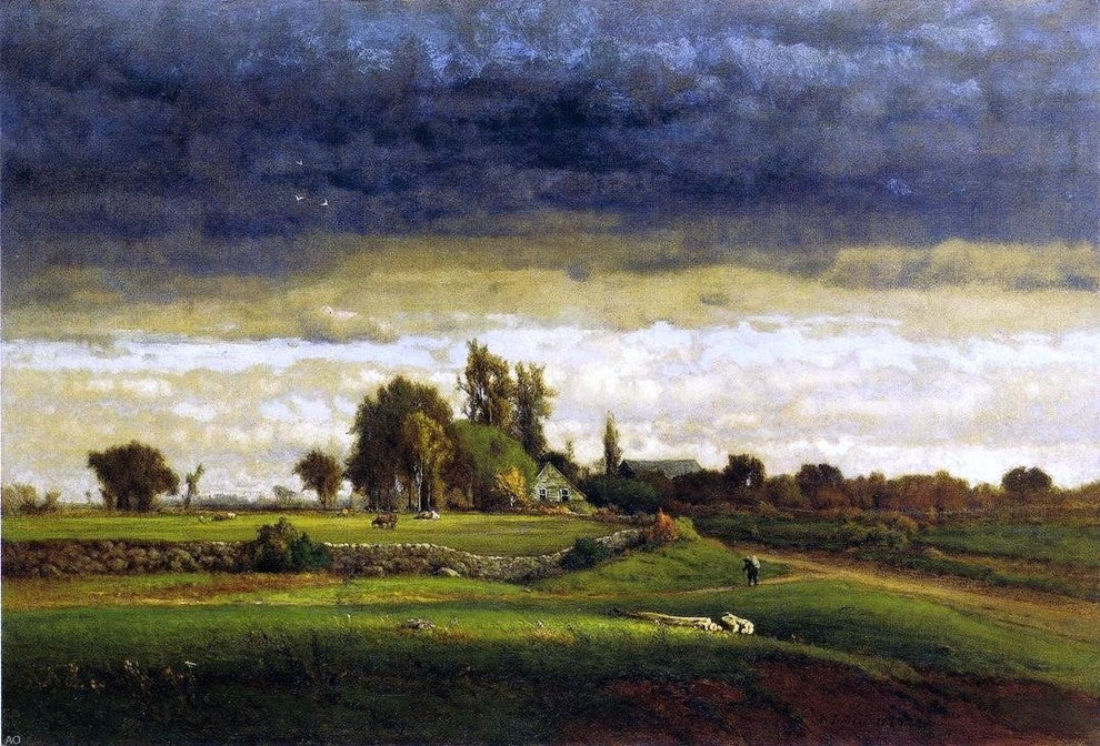 George Inness Landscape With Farmhouse, 18"x27" Wall Decal