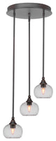 Empire 3-Light Cluster Pendalier, Dark Granite/Clear Bubble