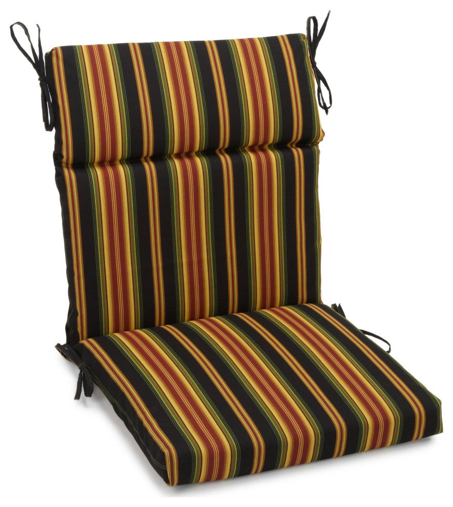 20"X42" Patterned Outdoor Squared Seat/ Back Chair Cushion, Lyndhurst Raven
