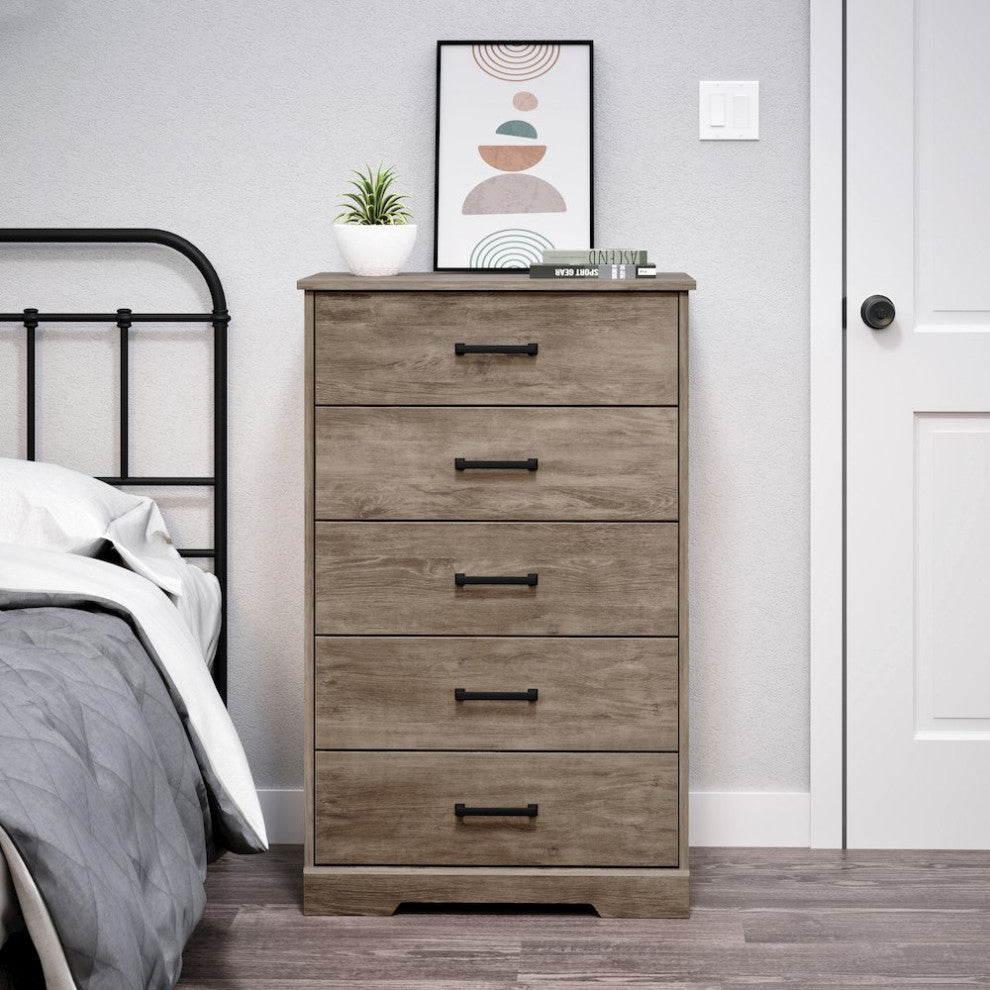 Rustic Ridge Brown 5 Drawer 18.5D x 27.5W x 43.5H Dresser