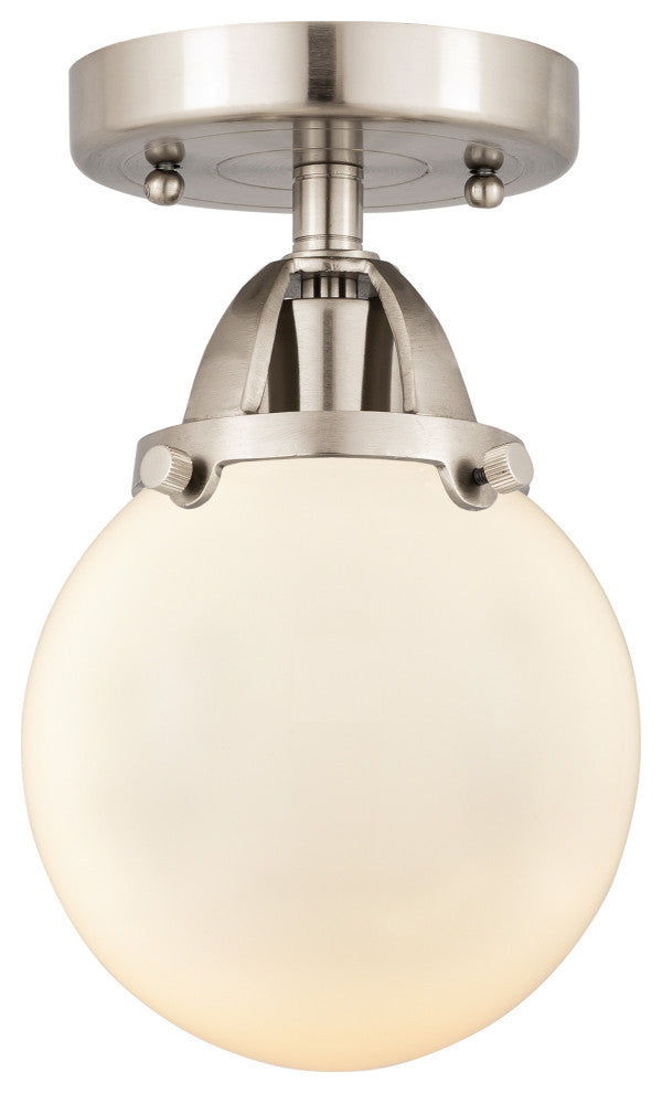 Beacon Semi-Flush Mount, Brushed Satin Nickel, Matte White, Matte White