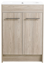 24 Inch Plywood Freestanding Bathroom Vanity With Resin Sink and Doors and shelf