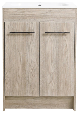 24 Inch Plywood Freestanding Bathroom Vanity With Resin Sink and Doors and shelf