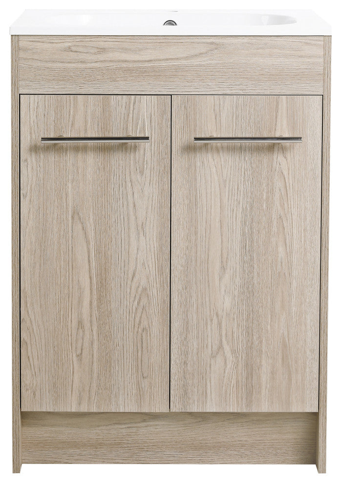 24 Inch Plywood Freestanding Bathroom Vanity With Resin Sink and Doors and shelf