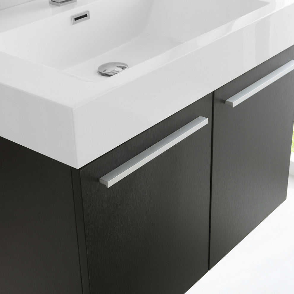 Fresca Vista 30" Black Wall Hung Modern Bathroom Vanity With Medicine Cabinet