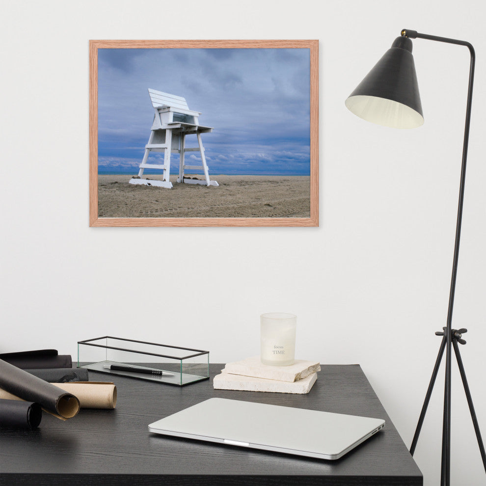 Approaching Storm Landscape Photo Paper Coastal Art Framed Wall Art Print, Red Oak, 16" X 20"
