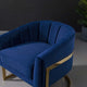 Lounge Accent Side Chair Armchair, Velvet Fabric Metal Steel, Navy Blue