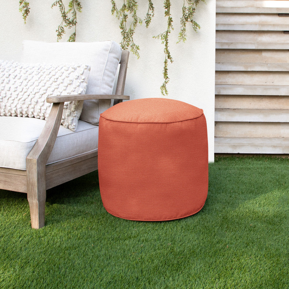 Mozaic Home Canvas Indoor/Outdoor Round Bean Pouf, Canvas Persimmon, 20"x20"x18"